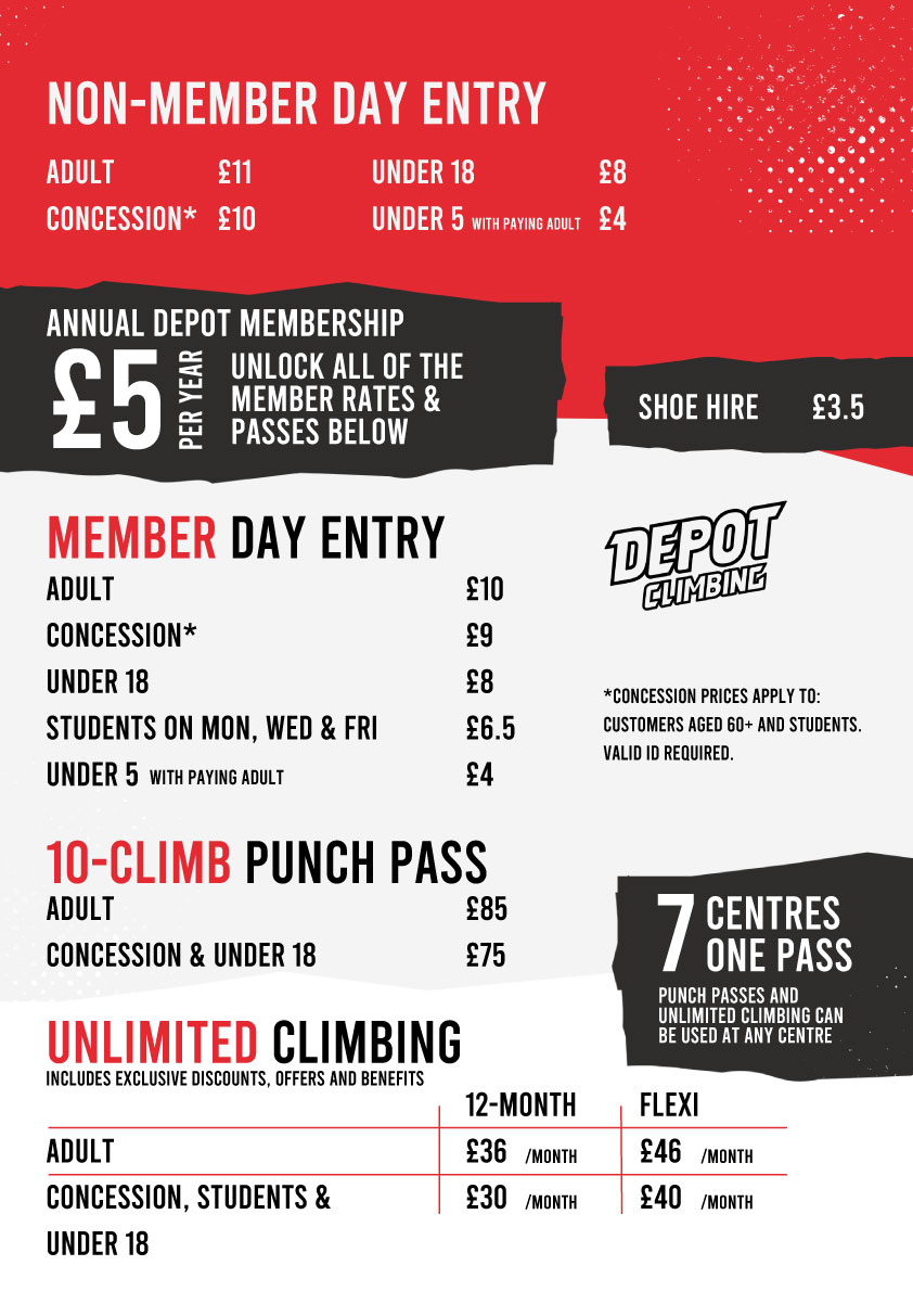 Opening & Prices Depot Climbing Manchester Depot Climbing Manchester