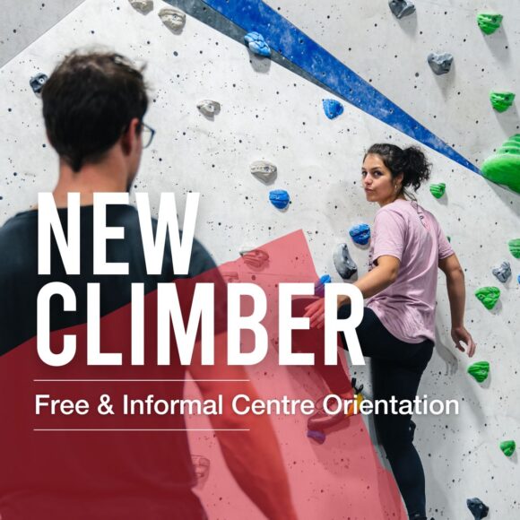 new climber cover of a male and female indoor climbing