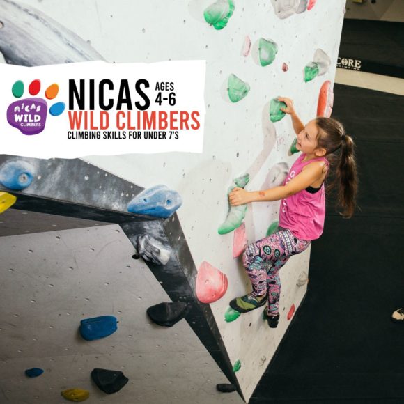 female wild climbers participant climbing green holds