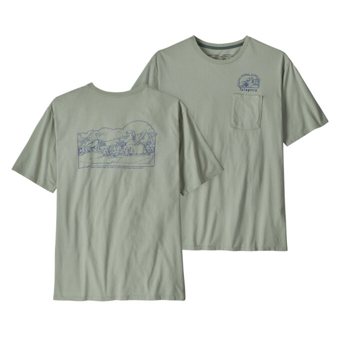 Patagonia Lost + Found Pocket Tee Front and Back