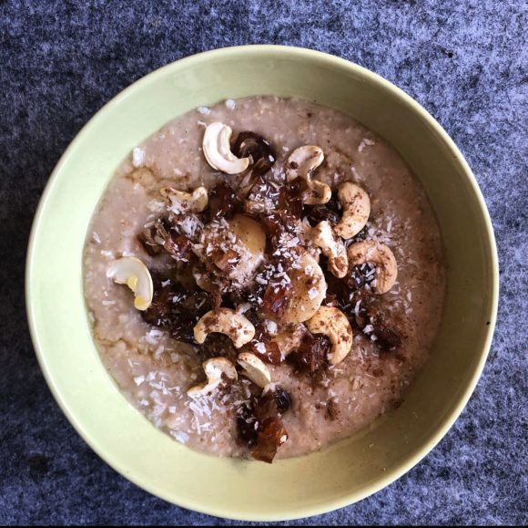 A bowl of vegan porridge for Veganuary