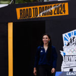 Molly Thompson-Smith walks out at the Olympic Qualifying Series event in Budapest as an Olympian